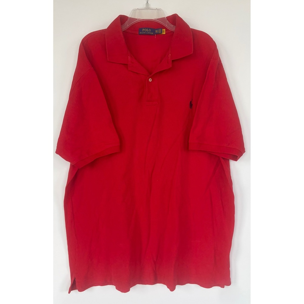 Poloโ Ralph Lauren Mens 2XLT Red Pique Cotton Polo Shirt Short Sleeve Tall XXL
